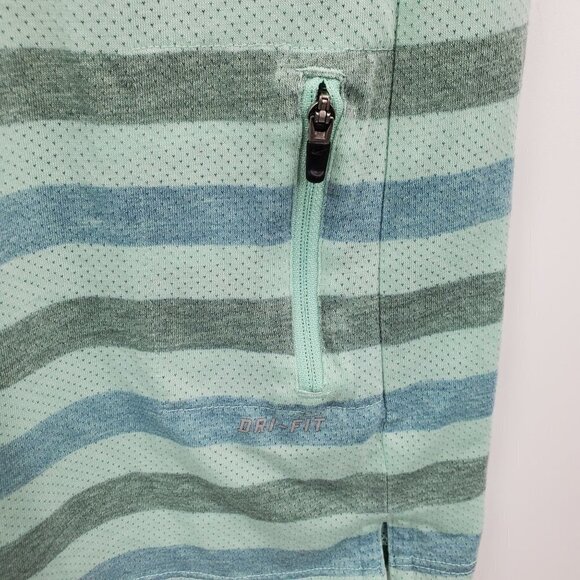 Nike Dri-Fit Running Shirt Zip Pockets Stripe Short Sleeve Mesh Large Womens - Picture 9 of 13